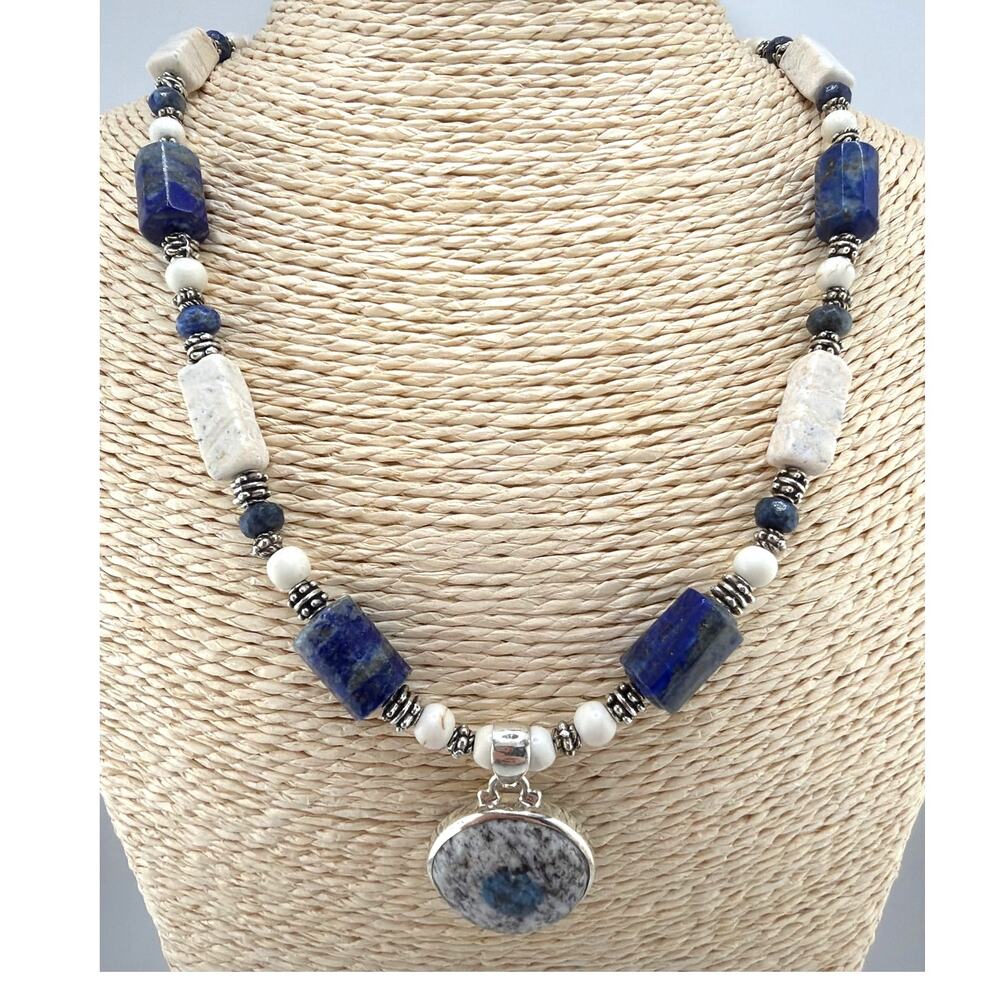 Artisan Multi Gemstone K2 Jasper Lapis Calcite Necklace
